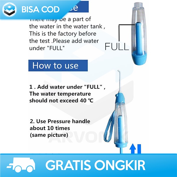 PEMBERSIH SELA SELA GIGI WATER FLOSS PORTABLE BY AZDENT ORAL IRRIGATOR