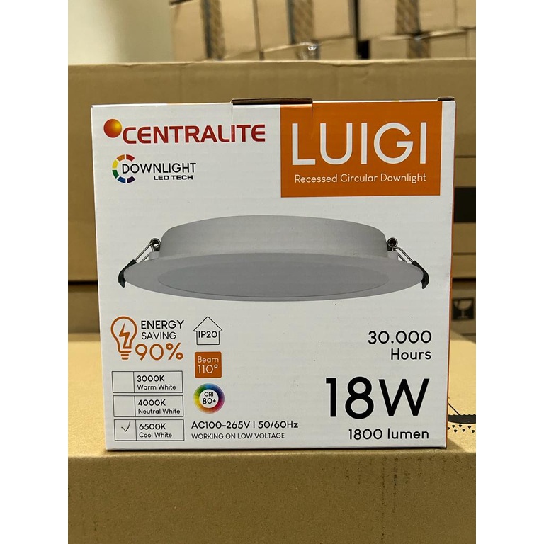 DOWNLIGHT CENTRALITE LUIGI DL 18W D170 6 INCH 6500K