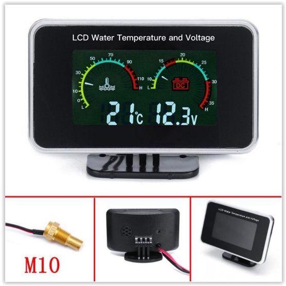 TERMURAH 2in1 LCD Digital Pengukur Temperatur Air Voltmeter Tekanan Udara