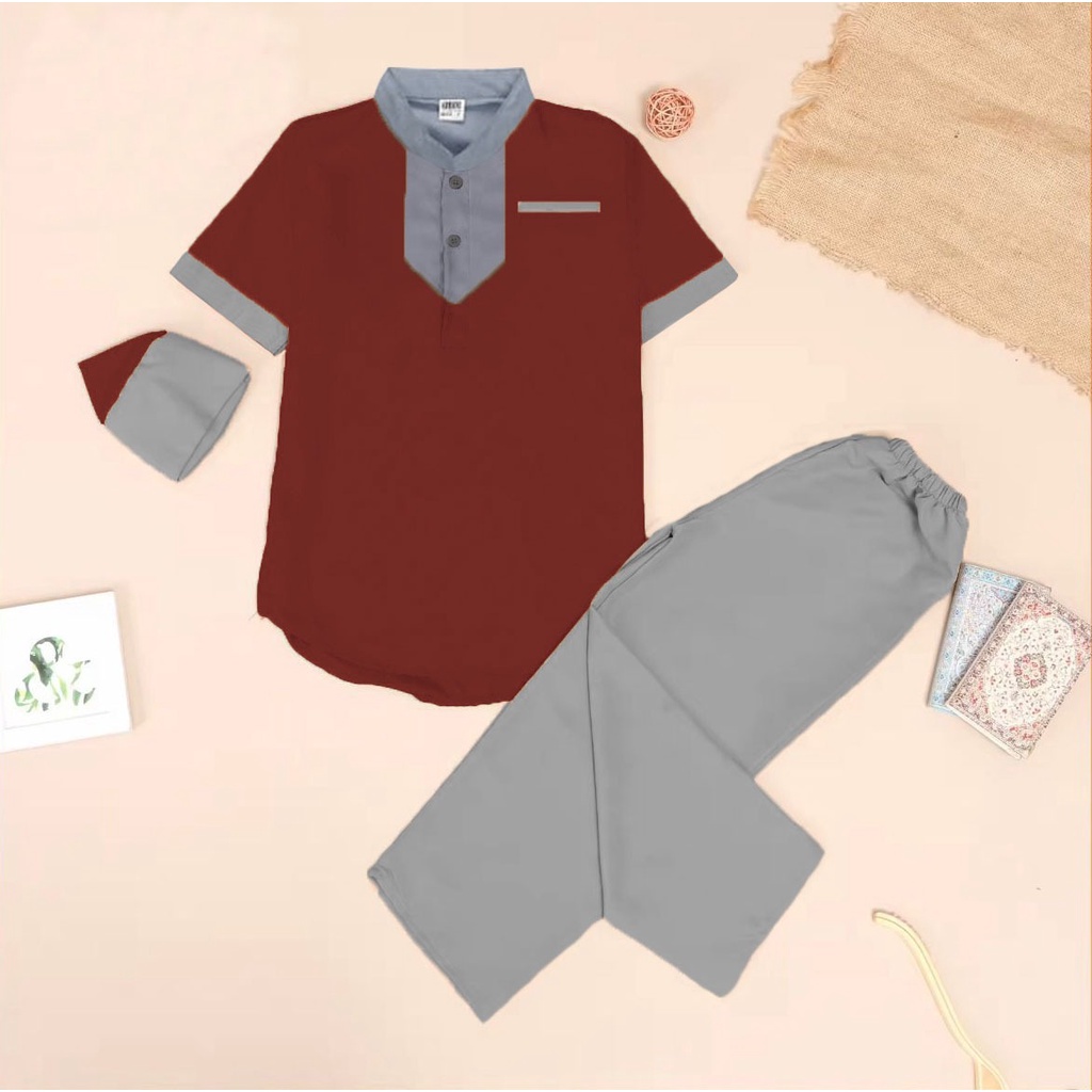 PROMO-SETELAN BAJU KOKO ANAK LAKI LAKI TERBARU DAN TERKINI SETELAN BAJU NGAJI ANAK ANAK BERMOTIF POLOS SETELAN PAKAIAN KOKO ANAK BERPECI 2023