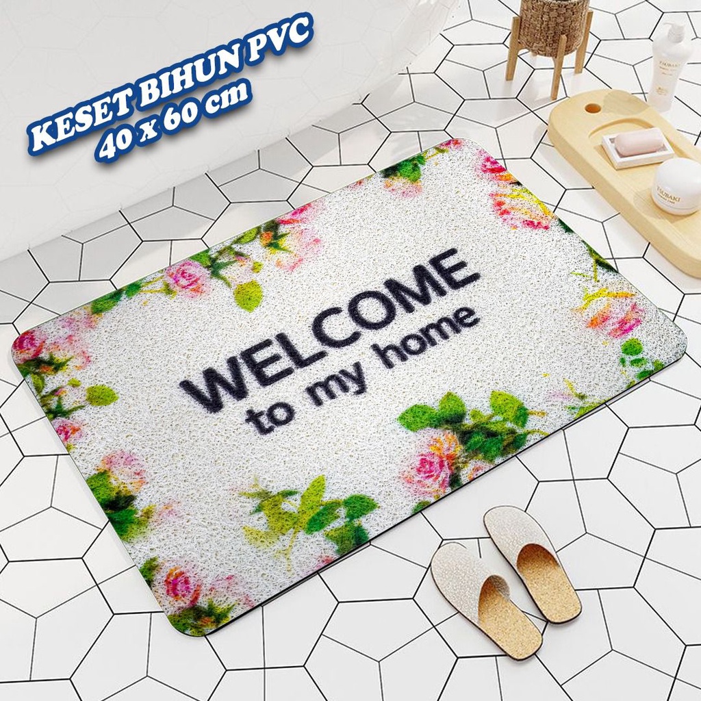 Keset Kaki Bihun Uk.40x60cm Bahan PVC Motif Random