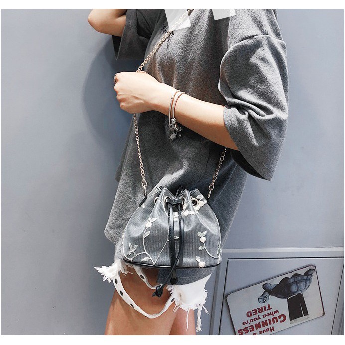 FYGALERY FYG1219 Tas Selempang Motif Bunga Bordir Perempuan Slingbag Fashion Wanita Sling Bag Korea Murah