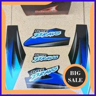 perkakas Stiker- Striping- Sticker Suzuki RC100 RC Black Bravo- Jet Cooled Warna Biru Kombinasi Hita