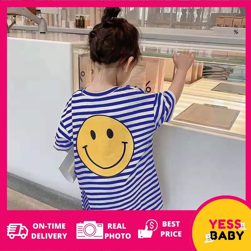 YESSBABY DRESS SMILING 1-9 Tahun Kaos Katun Anak Perempuan premium import/Perempuan Gaun Lengan Pendek/kaos dress anak cewek/baju anak perempuan 2022