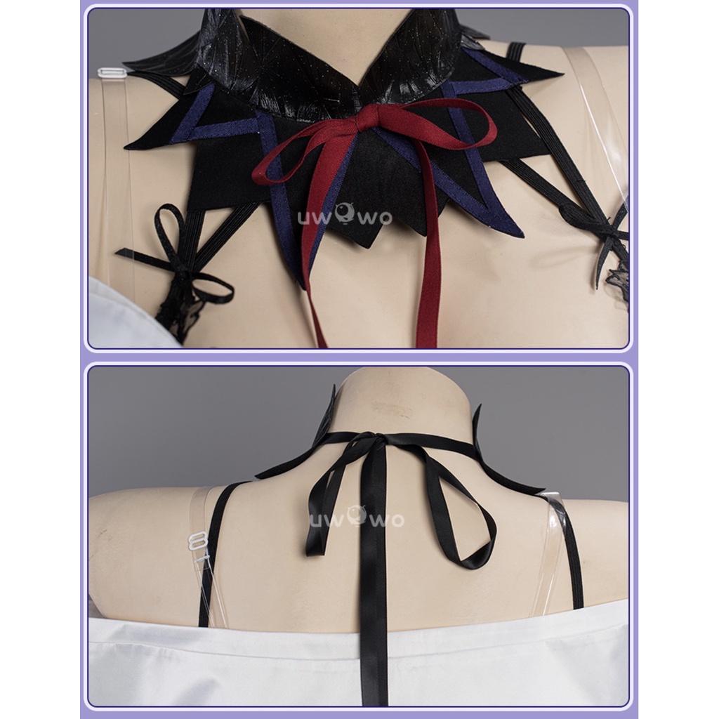 UWOWO Genshin Impact Fanart: Raiden Shogun Ei/Baal Kimono Maid Sexy Ver. 2-in-1 Maid&amp;Lingerie Cosplay Costume