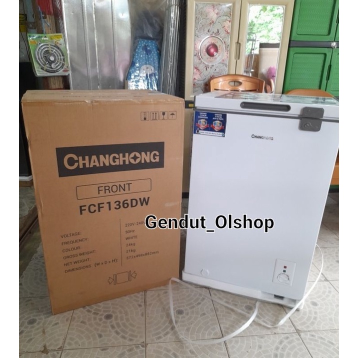 (Khusus Wilayah Kota Palembang) CHEST FREEZER CHANGHONG (110 LITER) FCF-136-DW Box Freezer 100Liter 
