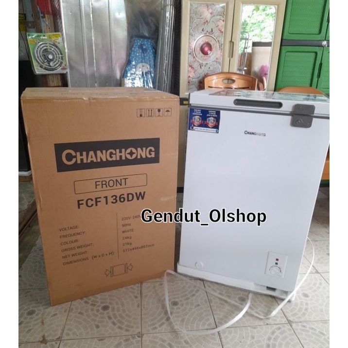 (Khusus Wilayah Palembang) CHEST FREEZER CHANGHONG (110 LITER) FCF-136-DW Box Freezer 100Liter Palem