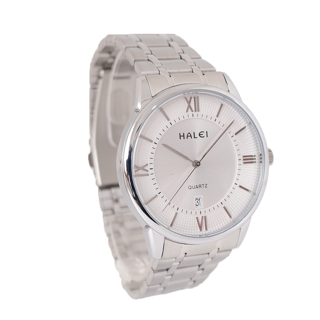 Halei Jam Tangan Pria Analog Kasual Formal Haleiwatch 566 M Silver Stainless Anti Karat Garansi Water Resist Original