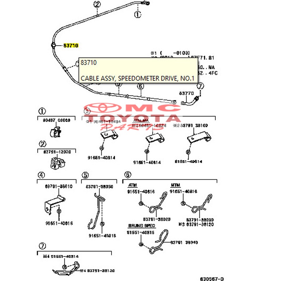 Kabel Speedometer / Cable Speedo Kijang Kapsul 83710-0B150