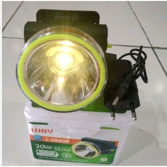 Senter Kepala Luby 20 Watt Lithium 50 Jam L-2880K Head Lamp Lubi L 2880L Head Light Batre Ngobor Belor Terang Jarak Jauh Original