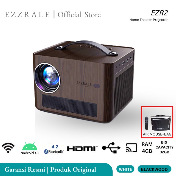 Terbaru Ezzrale Ezr2 Smart Android Projector 1080P 350 Ansi Wifi