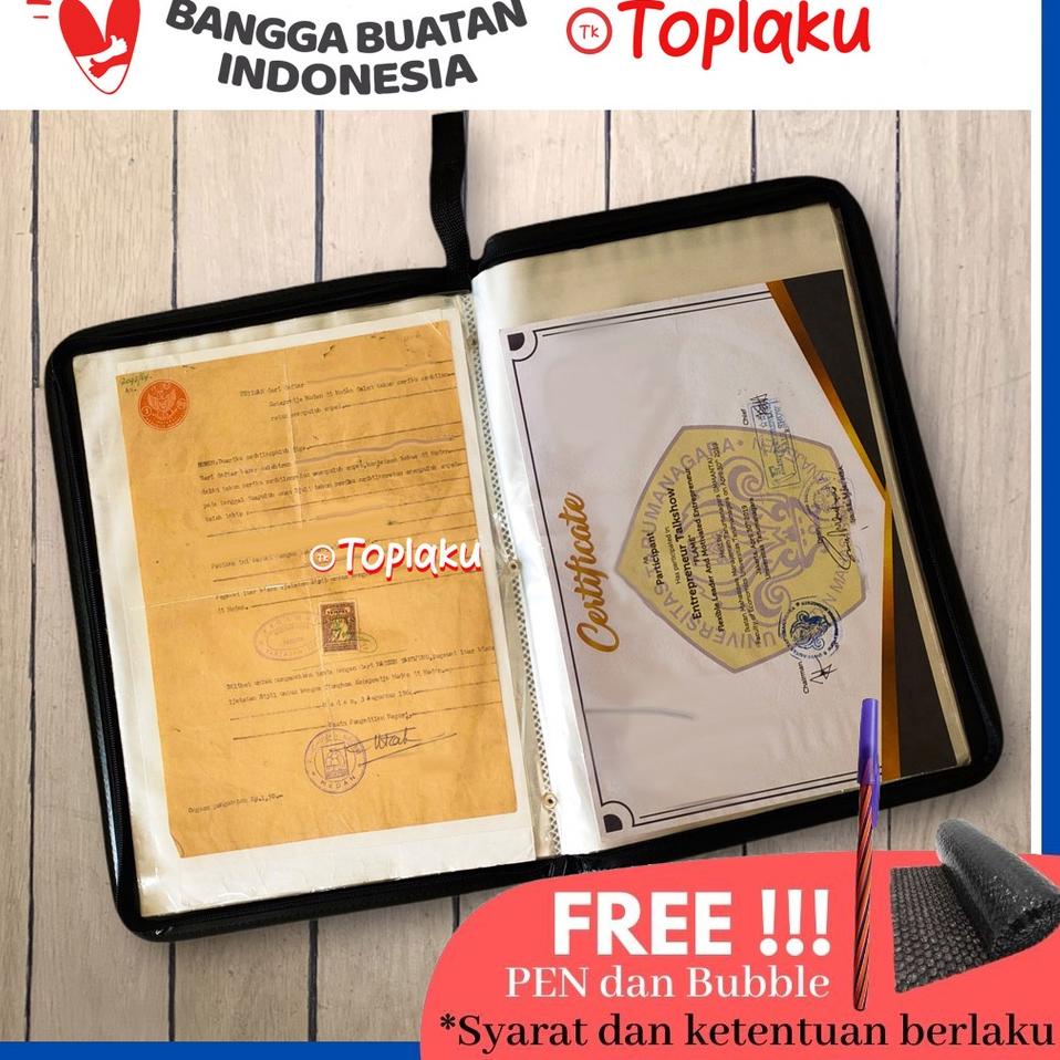 

[ART. 3588] TOPLA Map Ijazah Dokumen Keeper Resleting Anti Air Kulit Isi 40 60 Document Sertifikat File Folder Organizer Business File Clear Holder