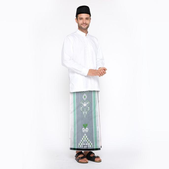 Sarung BHS Excellent Silver Motif SKA Putih Hijau