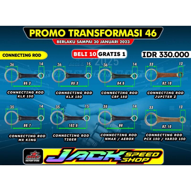 STANG SEHER JUPITER Z OLD BURHAN 110 VEGA R / TIGER MEGAPRO LAMA CB GL PRO TIGER REVO PIN 13 15 CONR