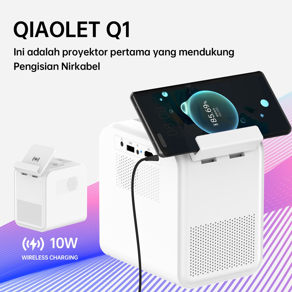 QIAOLET Proyektor hp Q1 250 ANSI Android 9.0 Portable Proyektor Native 1080P Full HD Projector Android Airplay Mini Projectors