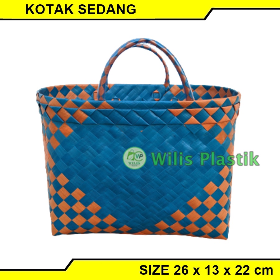 Tas Anyaman Plastik KOTAK SEDANG (M) Berkat / Tas Souvenir Parcel Hampers Bingkisan Hajatan