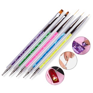 MSY 5PC/SET Kuas Kuku Nail Art Brush Kutek Plus Dotting double kepala Brush