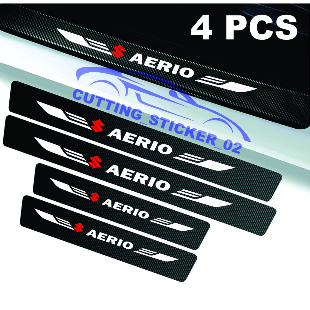 9pcs sticker sill plate carbon mobil aerio sticker karbon 3d pelindung pijakan bumper bagasi suzuki 