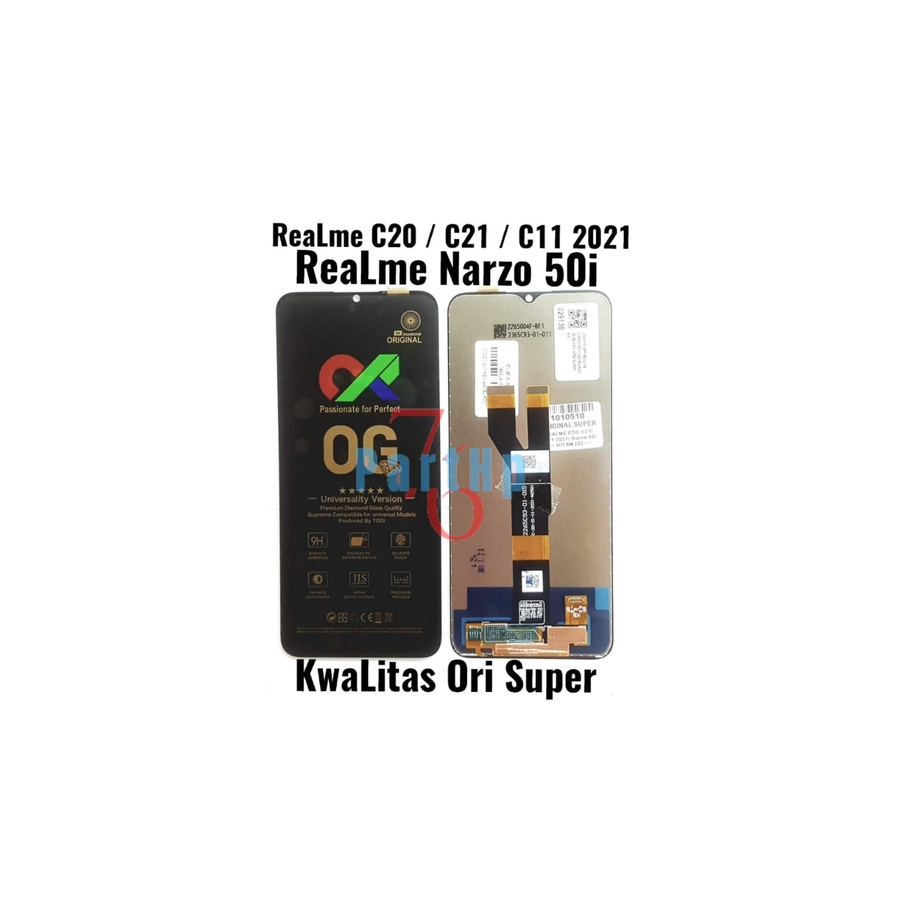 Lcd Touchscreen Fullset Kwalitas Ori Super Realme C20 - C21 - C11 2021 - Realme Narzo 50 i  - Hitam