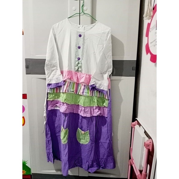 GAMIS SETELAN ANAK ALILAC RAMPEL 7-10 TAHUN |GAMIS PRELOVED