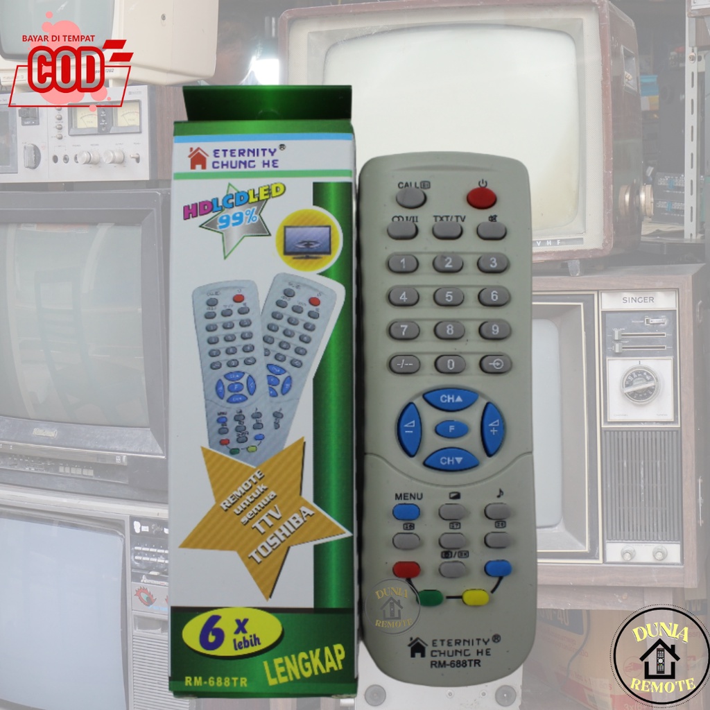 Remot Remote TV TOSHIBA Tabung Multi 688 Chung he tanpa setting