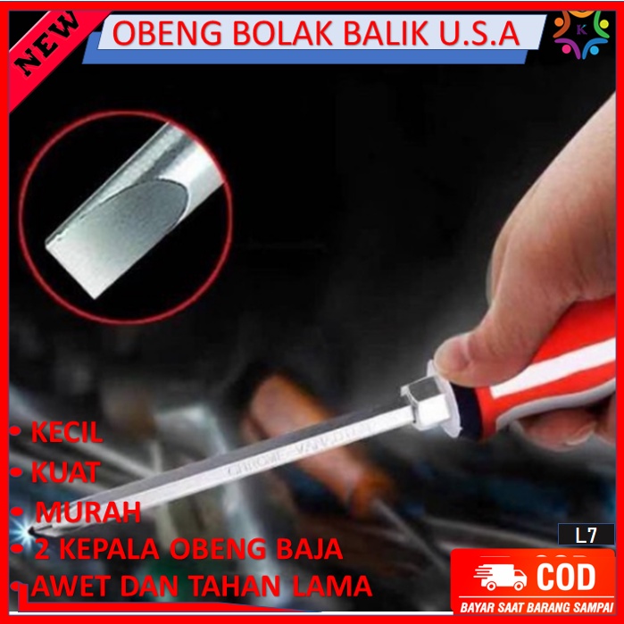 Obeng Set Bolak Balik 2in1 screwdriver set obeng baja bolak balik magnet obeng bunga fullset  kecil 