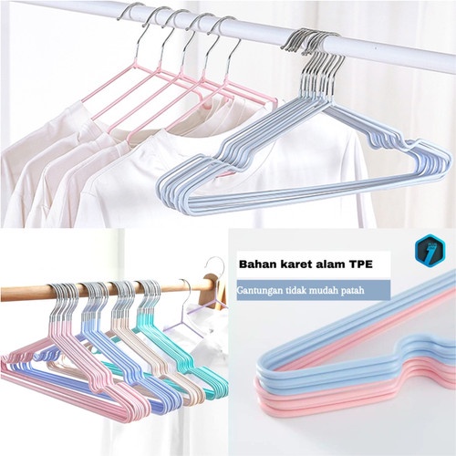 Rumah_kita2020 Gantungan Baju Kawat Hanger Jemuran Pakaian Anti Karat Kualitas Impor Warna Warni Gantungan Hanger (1Pack 10 Pcs)BISA COD PROMO!!