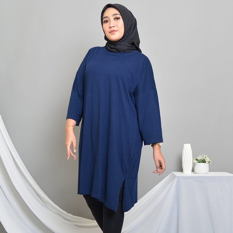 JF Atasan Kaos Oversize Wanita Jumbo Tunik Polos Wanita Midi Dress Basic