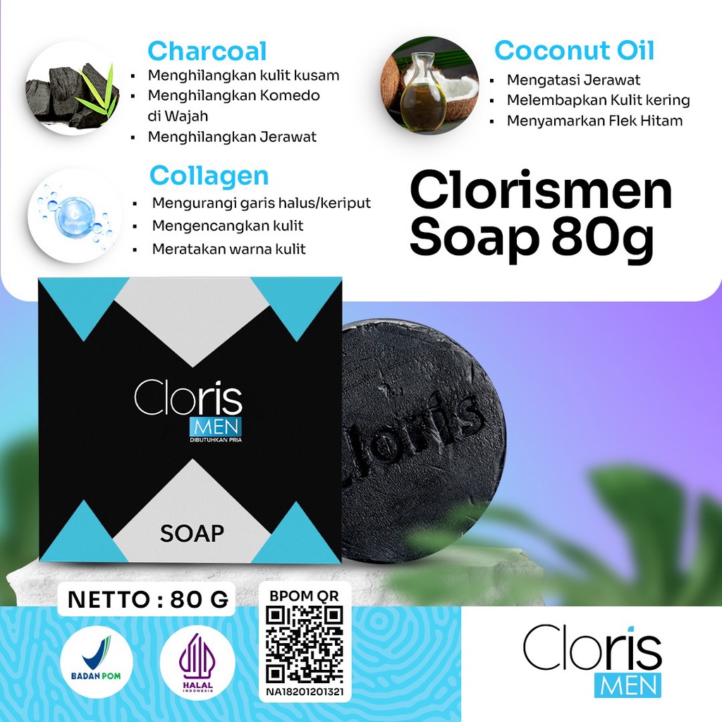 Clorismen DOUBLE Pack Soap 80 gr  - Paket Bundling Isi 2 Pcs Sabun Muka Pria 80gram