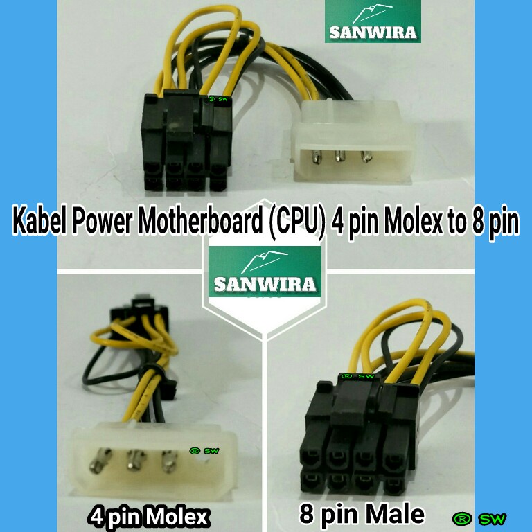 Kabel Power Motherboard (CPU) 4 pin Molex to 8 pin Male panjang 12 cm / Kabel Power CPU 4 pin to 8 p