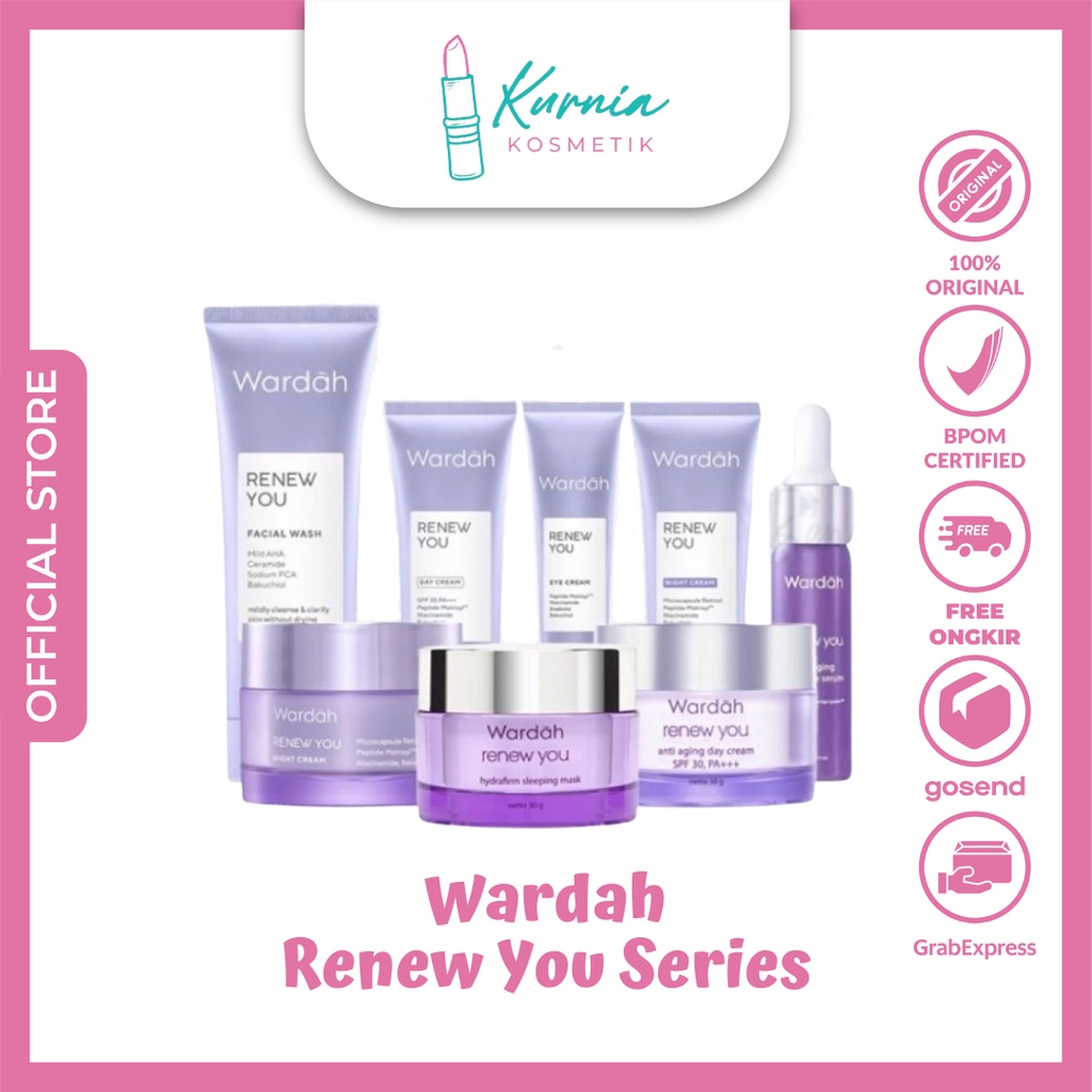 WARDAH SKINCARE RENEW YOU SERIES ORIGINAL |  RENEW YOU 1 PAKET LENGKAP | DAY NIGHT CREAM | SERUM | E