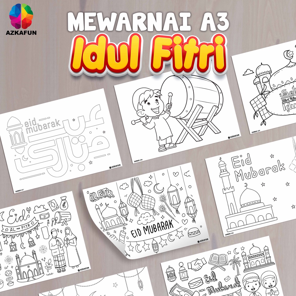 

Kertas Mewarnai A3 IDUL FITRI - Mewarnai anak islami