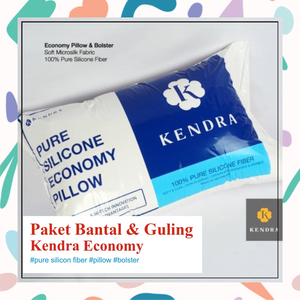 Paket Set Bantal dan Guling KENDRA Ekonomi Bantal Tidur Bantal Kepala Pure 100% Silicon Fiber