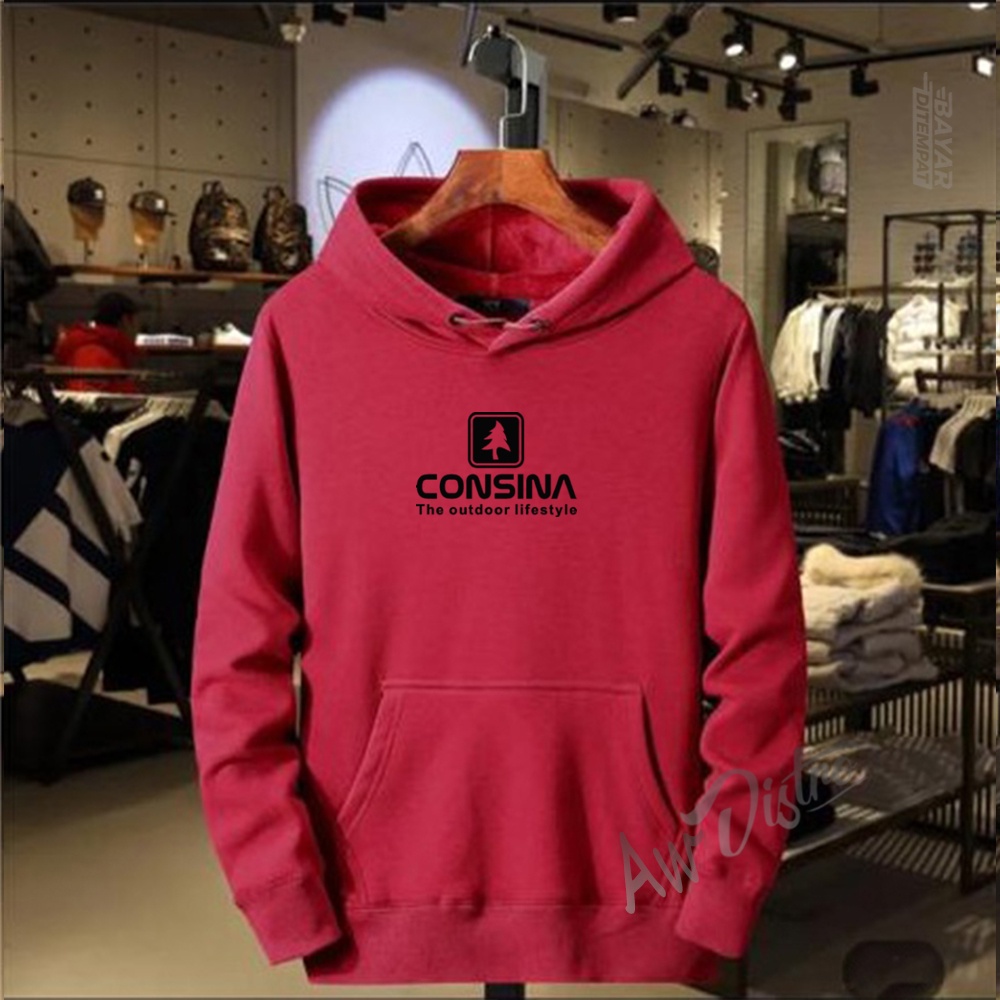 COD Hoodie Distro Consina 01 Text Hitam Premium Quality Sweater Tulisan Jaket Cewek/ Cowok Kata-Kata Hoodie Sablon