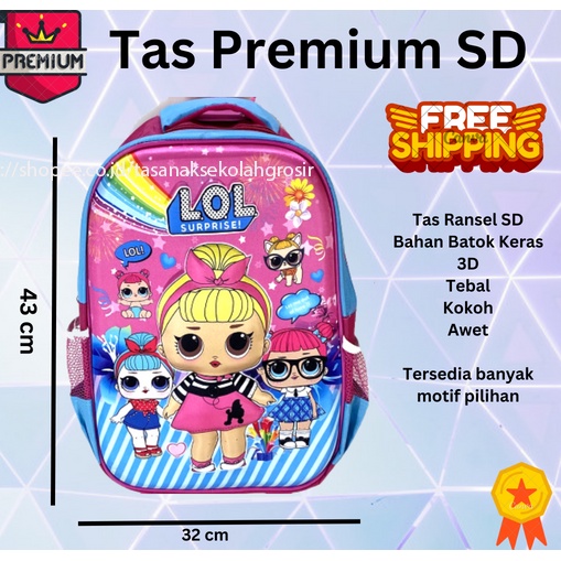 COD ~ SIze SD IMPORT Premium 3D Tas EMBOS  / Unicorn Frozen Pony Hello kity Tas Sekolah // Tas Ransel Anak // Tas Wanita // Tas KILAP