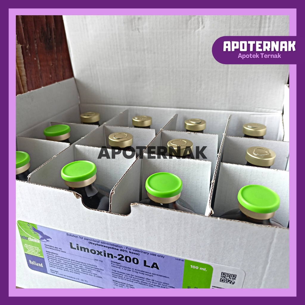 LIMOXIN 200 LA | Antibiotik Spektrum Luas Atasi Infeksi Hewan | Oxytetracyclin Long Acting | Sapi Kambing Kuda Ayam dll