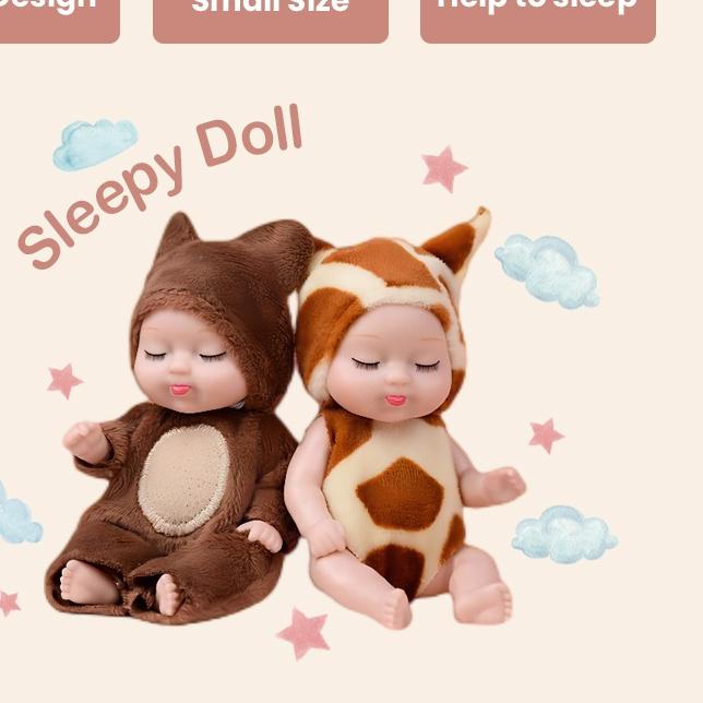 ❋ SOOKA Mainan Boneka Bayi Super Mini Reborn/Newborn Perempuan Tidur Mini Lucu Mirip Asli Ukuran 11 