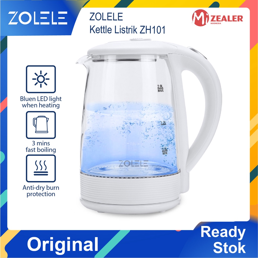 ZOLELE Kettle Listrik Daya Tinggi Anti Panas Isolasi Panas Kettle Listrik 2L ZH101