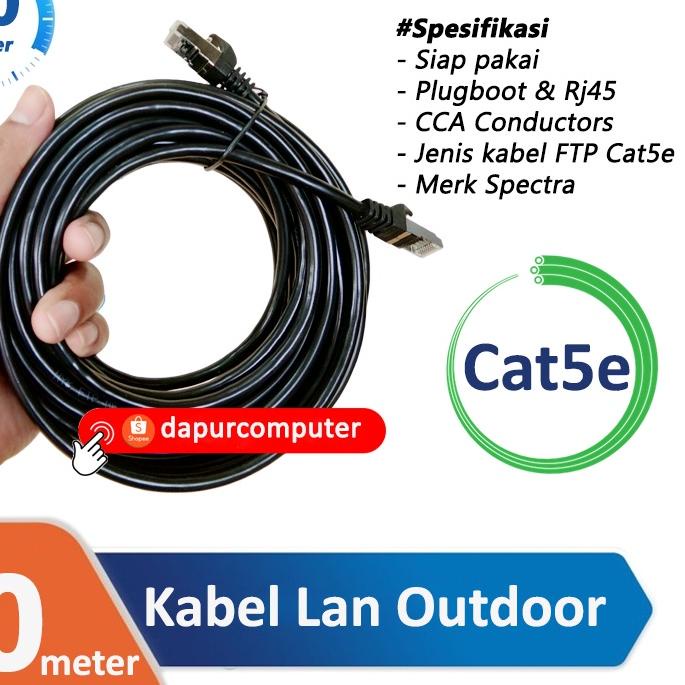 ✬ Kabel Lan 20 Meter Outdoor FTP Cat5e Spectra Wifi Internet Terbaik Siap Pakai Murah ➢