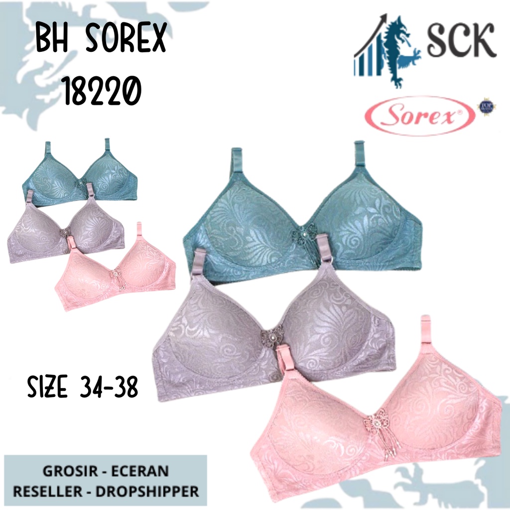 BH SOREX 18220 Tanpa Kawat Busa Tipis Brukat Kait 2 CUP A-B /BH 18220 Pakaian Dalam Wanita - sck