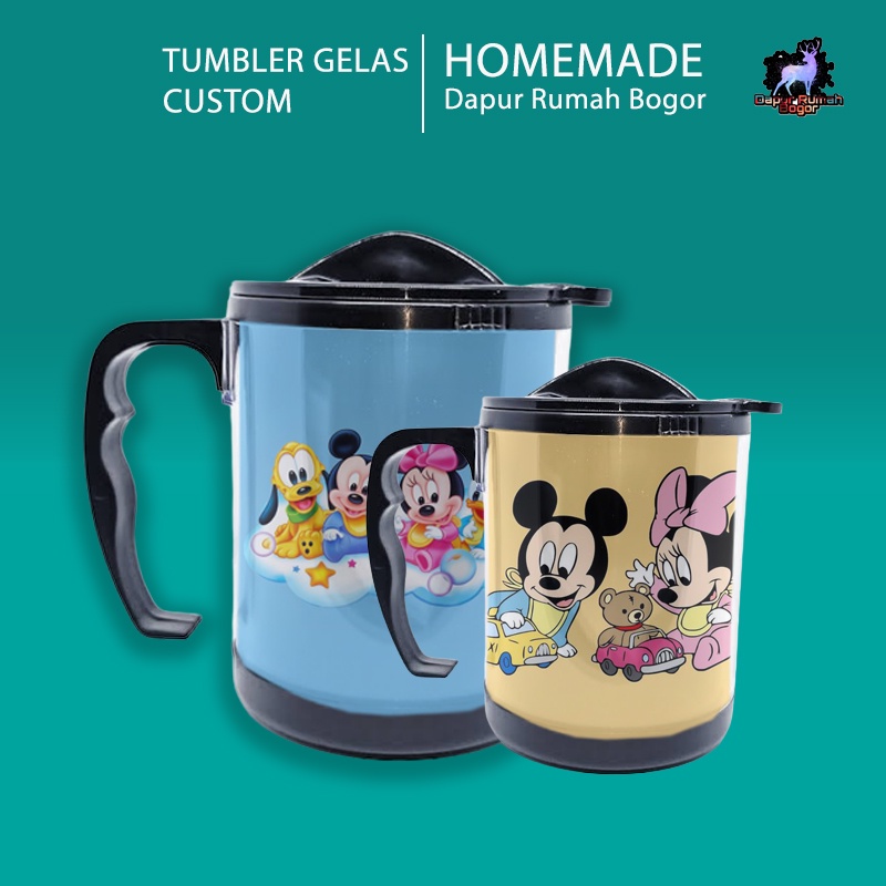 Tumbler Mug custom botol minum Gelas Kopi Plastik Aesthetic Mickey Mouse Tumbler Mug custom Foto sou