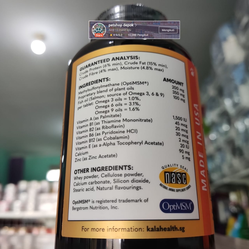 VITAMIN KULIT DAN BULU Anjing Kucing DERMATRIX TROPICAL 45 Tabs