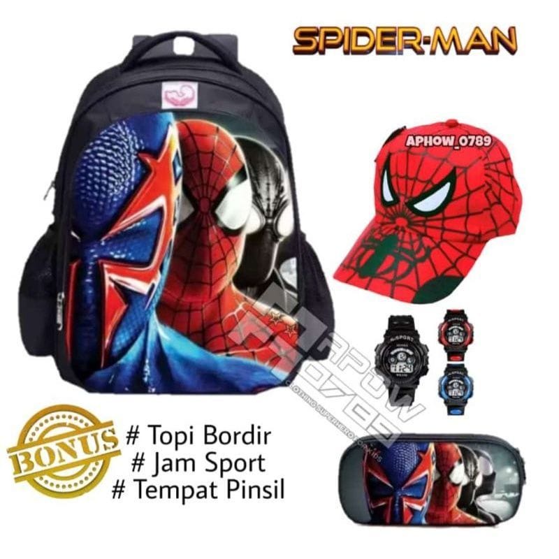 Paket 6 In 1 Ransel Anak Karakter Superhero Tas Ransel Anak Sekolah