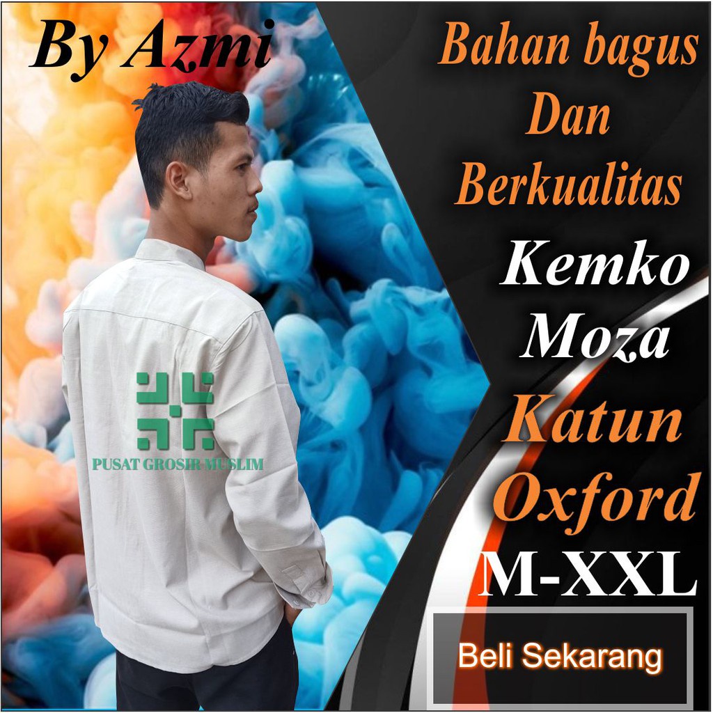 Baju Moza Kemko Tangan Panjang Coklat Susu Kemeja Koko by Moza Bahan Oxford High Premium Quality