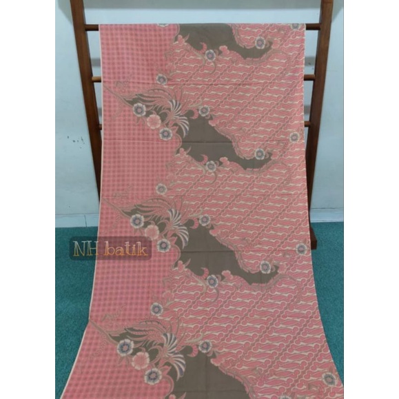 KAIN BATIK PREMIUM Katun Halus Solo Warna Pink Merah Muda Kombinasi Abu Kalem Pastel NH03 Modern Bah