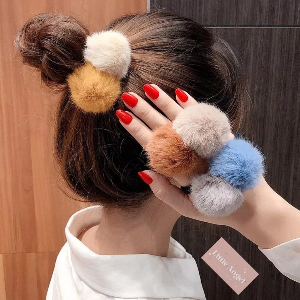 Ikat Rambut Gaya Korea Lucu Karet Gelang Bola Sederhana