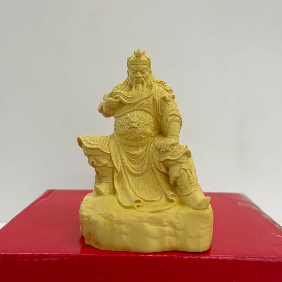 patung dewa kwan kung / kwan kong - dudu - kayu - 4 inch - Polos (l)-2