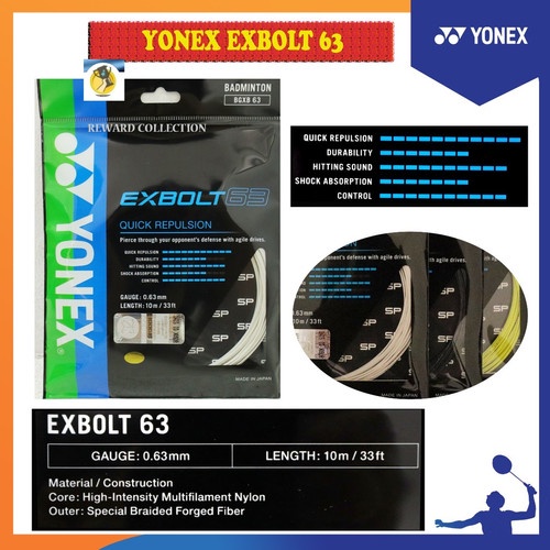 NEW SENAR RAKET BADMINTON YONEX EXBOLT 63 ASLI ORIGINAL