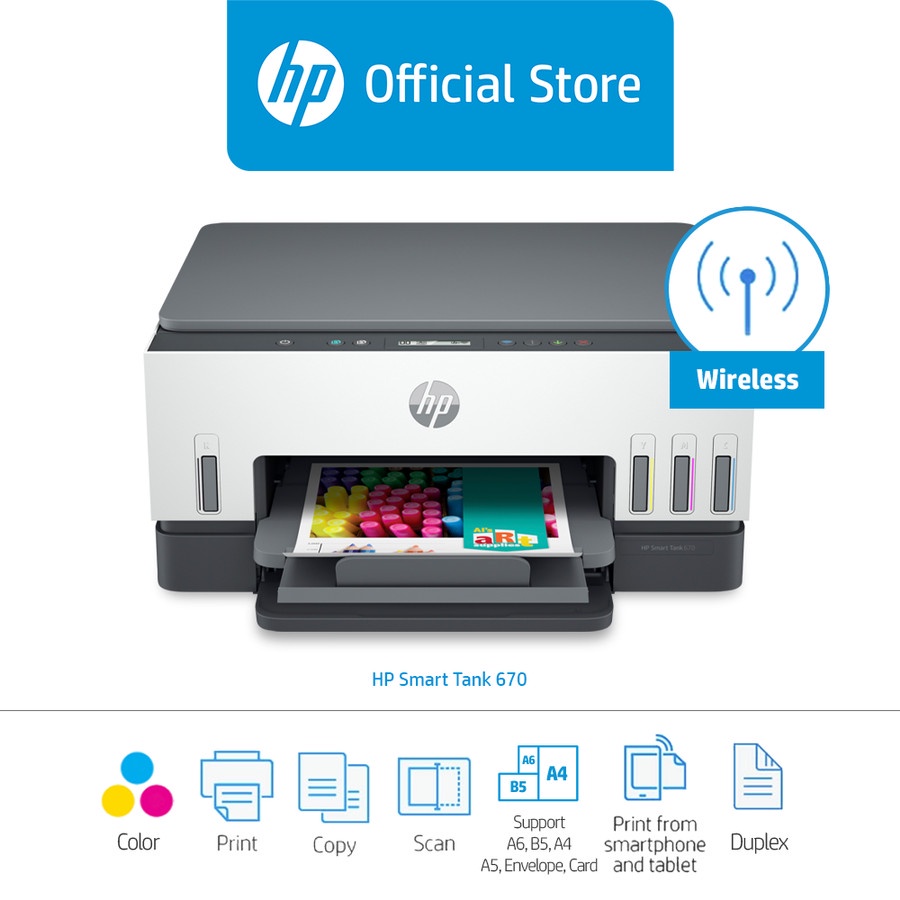 HP Smart Tank 670 All-in-One Printer (6UU48A)/ Color / Print Copy Scan