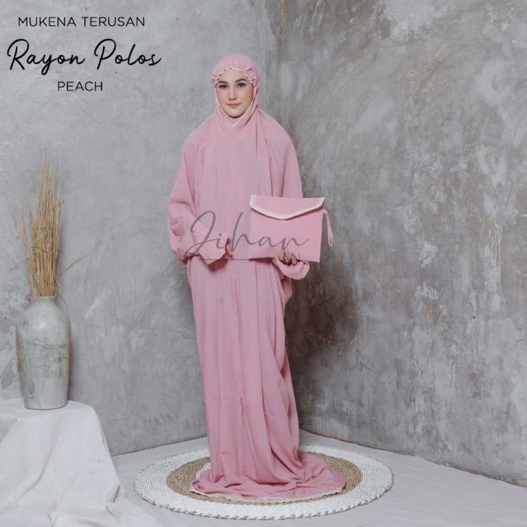 TERPERCAYA Mukena Terusan Polos Katun Rayon Travelling Mukena Geblus Mukena Pocong Jumbo
